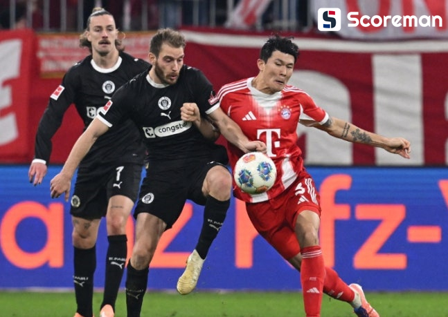 '4주 만에 선발' 김민재, 동점골 기여…뮌헨, 장크트 파울리 3-1 역전승